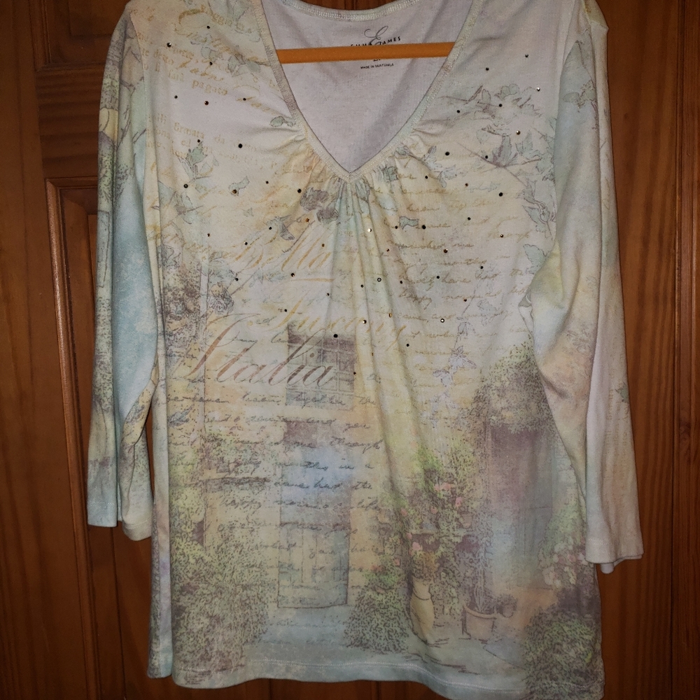 Emma James 3/4 Sleeve Shirt with Italy theme